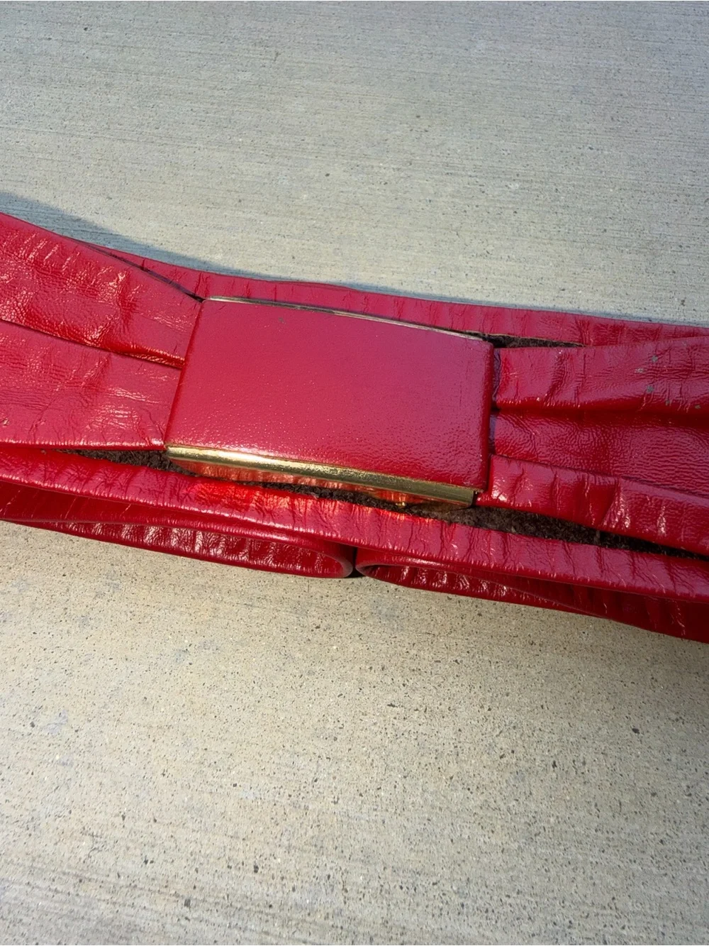 Vintage Red Leather Bow Style Waist Belt